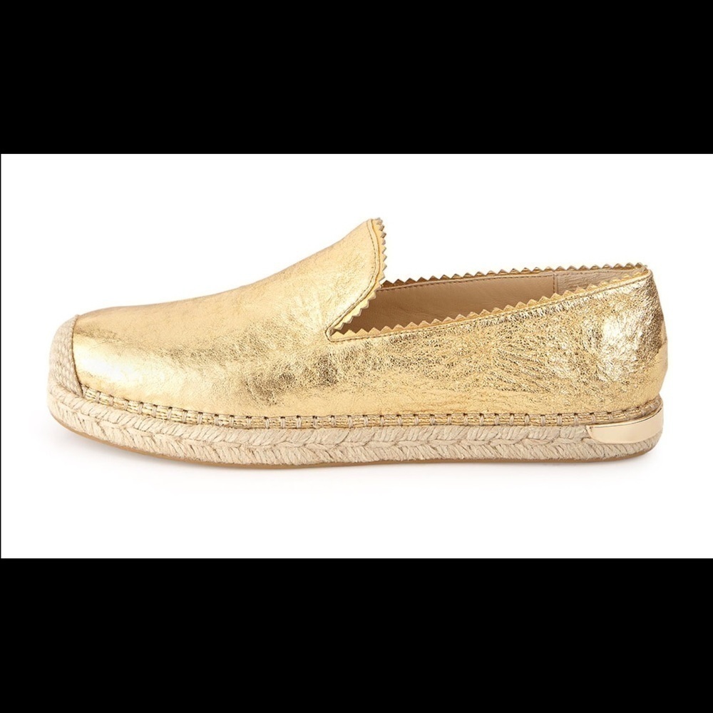 STUART WEITZMAN GOLD BIARRITZ ESPADRILLES